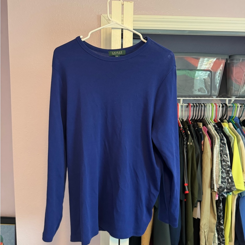 Polo Ralph Lauren Women’s 2x Long Sleeve Blue Blouse. Used (read Description)